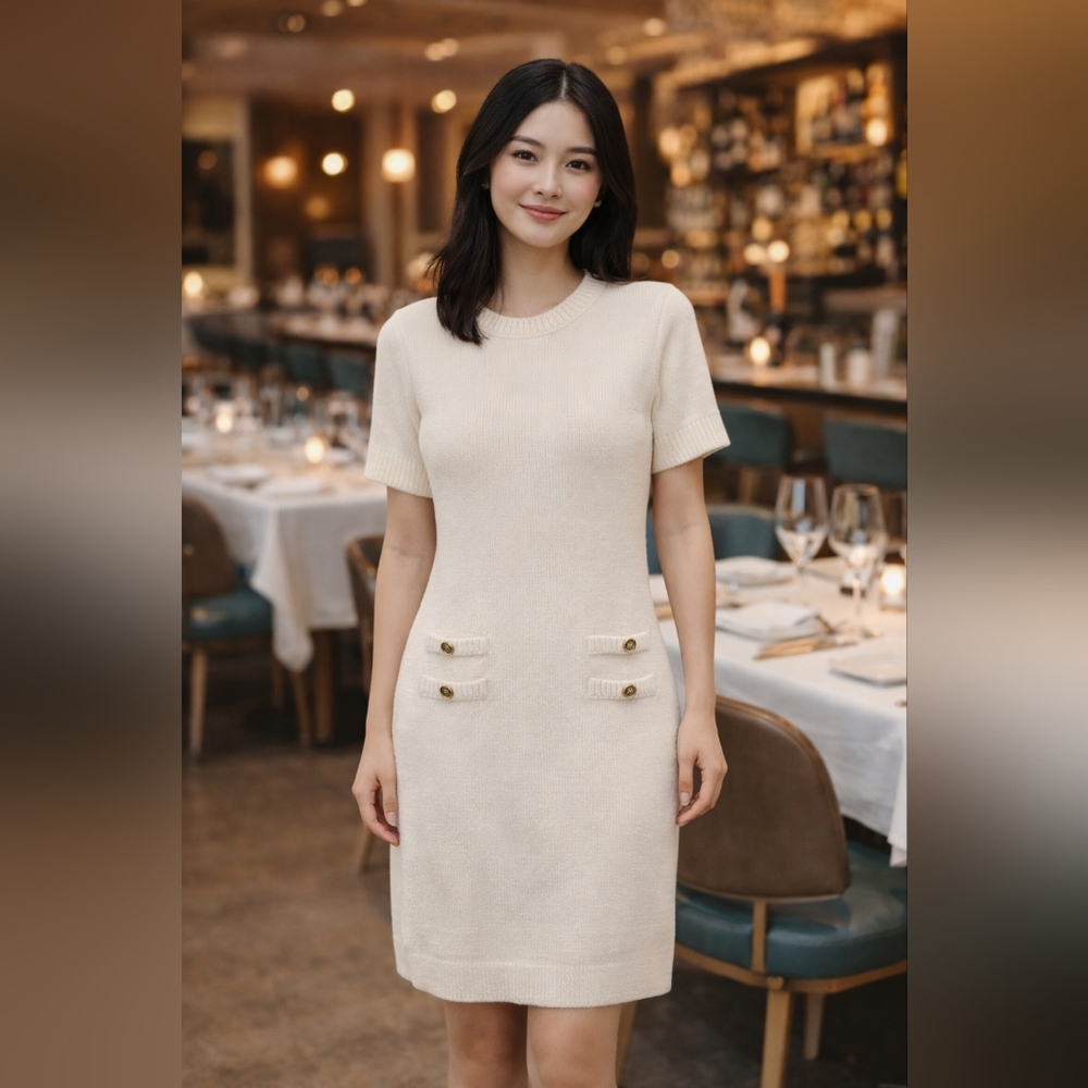 Zesica NWT Bodycon Cream Knit Sweater Dress SIZE M